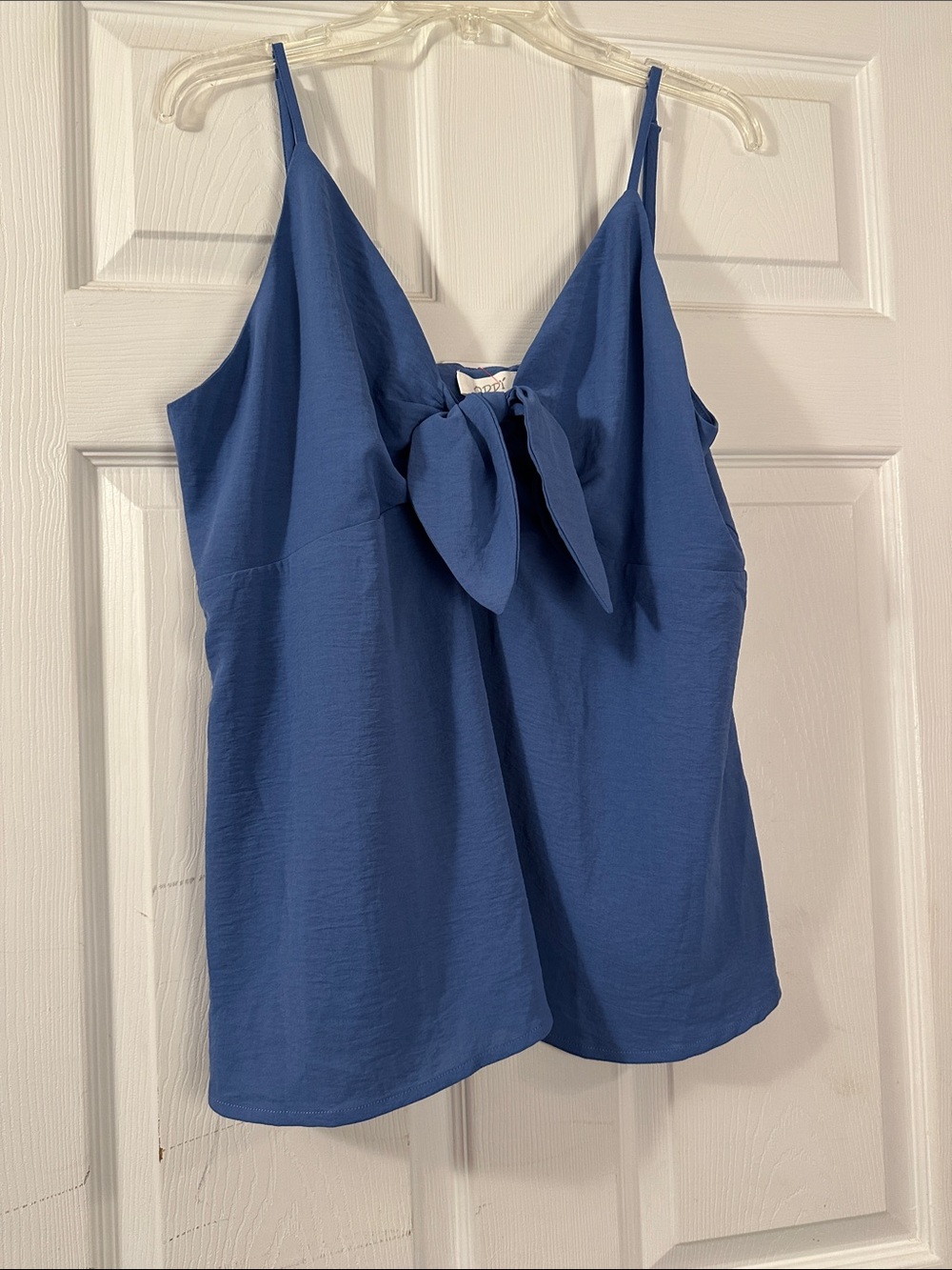 Blue Tie-Front Spaghetti Strap Camisole